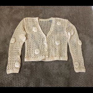 Cream Colored Crop Cardigan Sweater